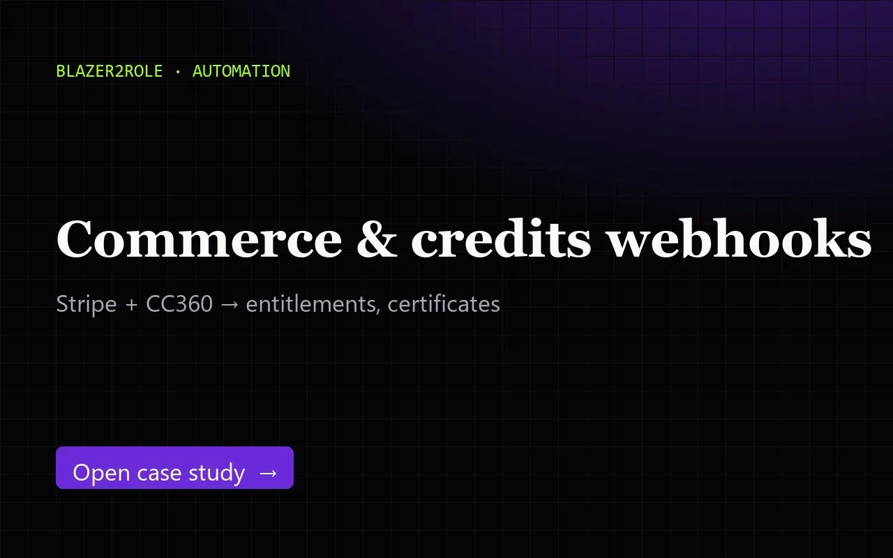 Commerce and credits webhooks